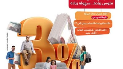 بعائد 3% ..تفاصيل ومزايا  ”حساب كل الناس” ببنك البركة