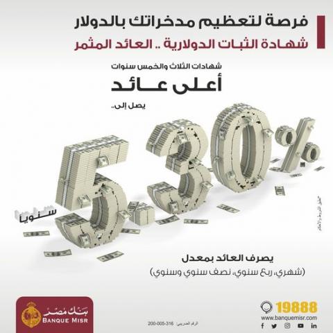 شهادة الثبات الدولارية من بنك مصر