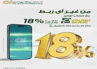 بعائد يصل إلى 18%.. مزايا حساب التوفير ”E-Golden Saving” من البنك العربى الافريقى الدولى